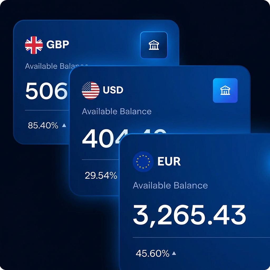Multi-currency business accounts interface